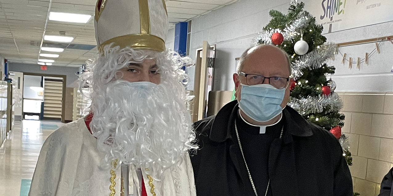 Students and ‘St. Ambrose’ guide around their school