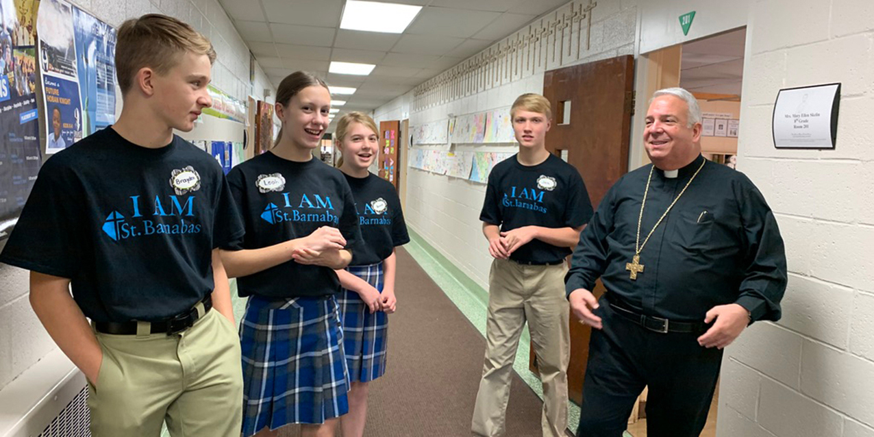 St. Barnabas shares school theme, records news show with Perez