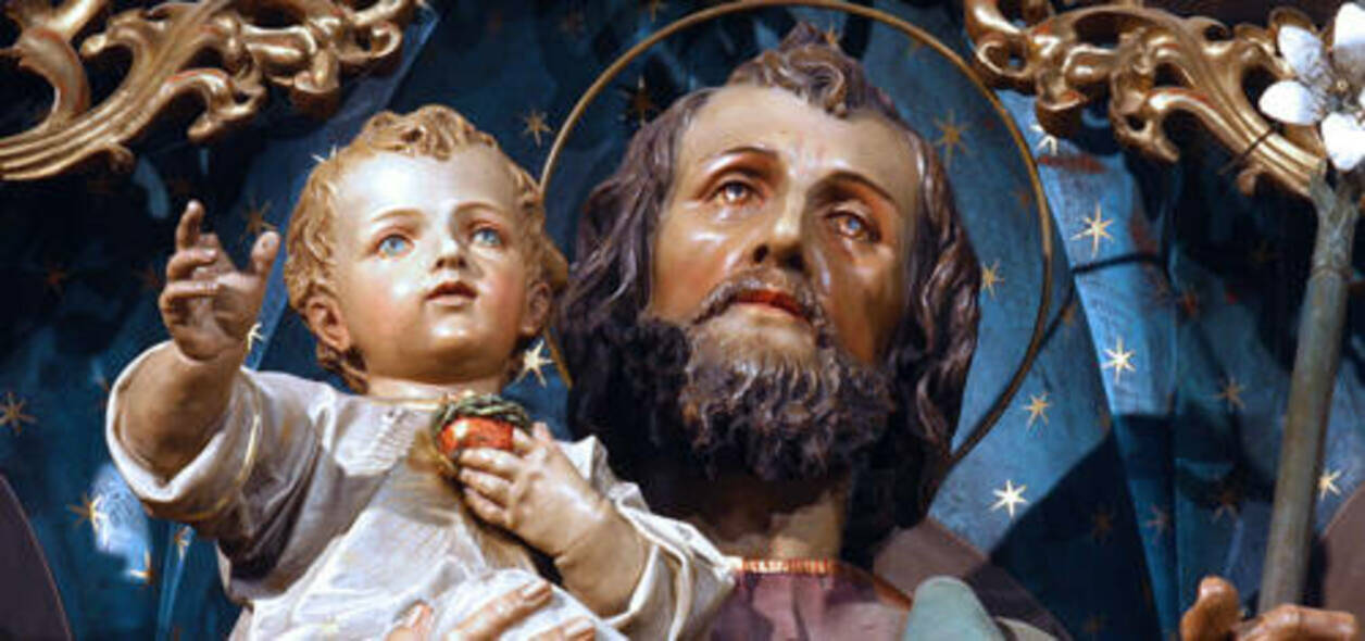 Joseph and jesus statue