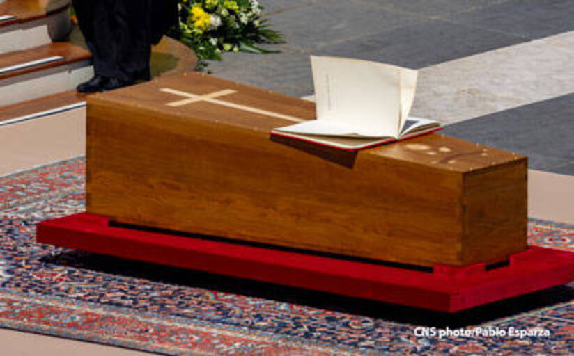 Pope francis casket with gospels